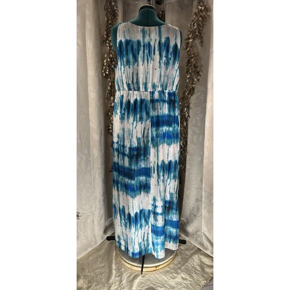 Lane Bryant Blue White Beaded Maxi Dress | Plus Size 22 | Boho Beach Resort Vibe - Picture 5 of 15
